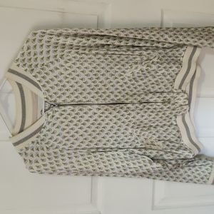 Silky zip up jacket with embroidery on back